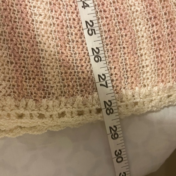 POL Pink and White Striped Lightweight Open Knit Sweater, Large - Picture 6 of 7